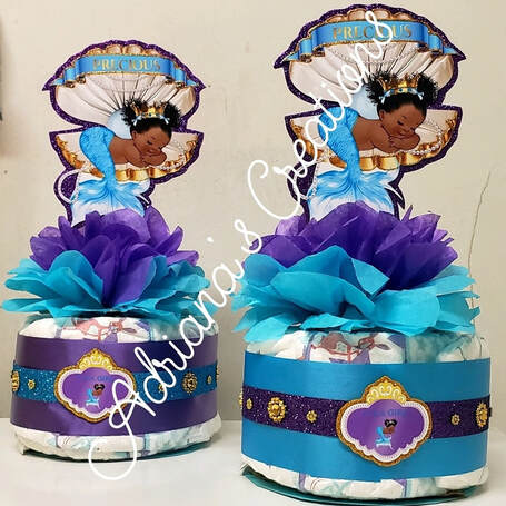Princess AA purple & teal centerpieces